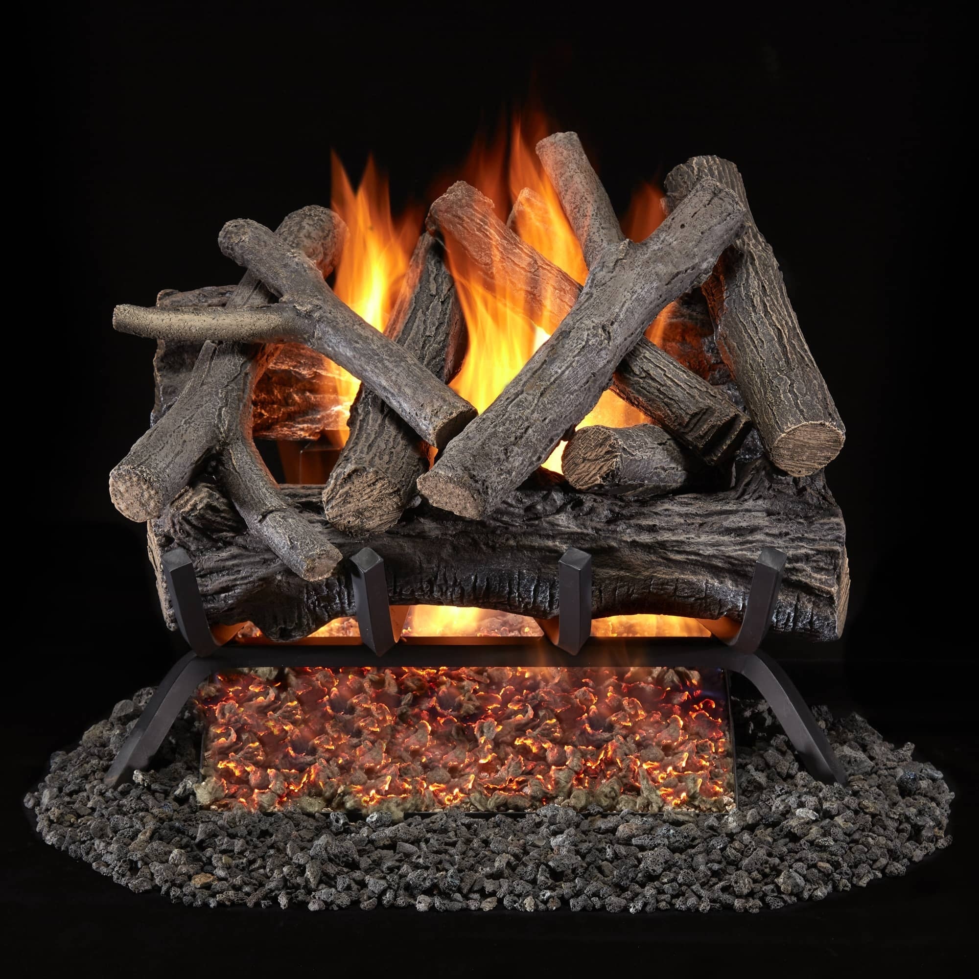 Bluegrass Living, Vented NG Gas Fireplace Log Set With Remote, Heat Output 45000 Btu/hour, Heating Capability 1500 ft², Model# BVL18-3-RO